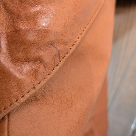 Cortefiel Vintage Brown Leather Coat Size 46 - Picture 11 of 13